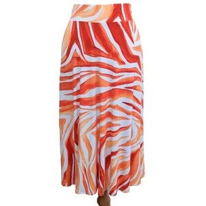 Tommy Bahama Womens Size XS Midi Skirt Zebra Palm Orange White